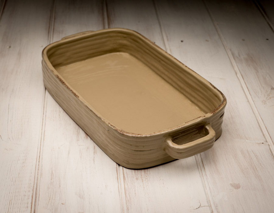 Handmade Ceramic Baking Dish Rectangular Taupe