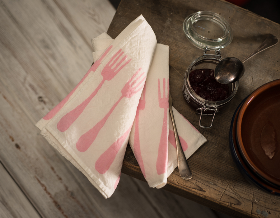 Hand-Painted Linen Napkins Pink - AllORA