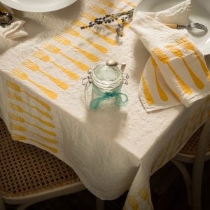 Fine linen tablecloth 'forchette' Stamperia Bertozzi, AllORA