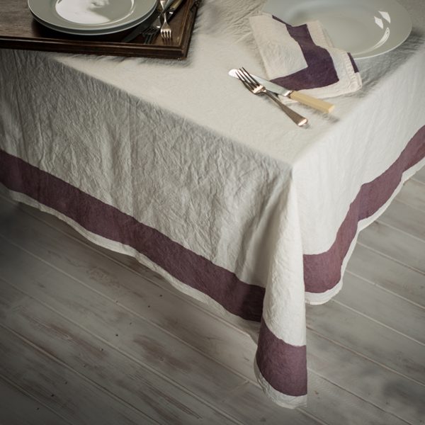 Hand-painted Italian tablecloth plum