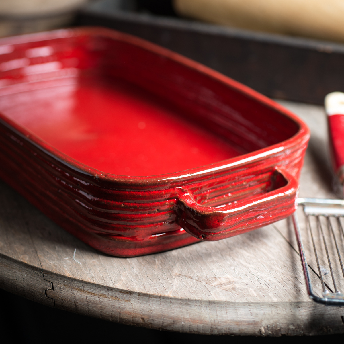 Red baking dish store