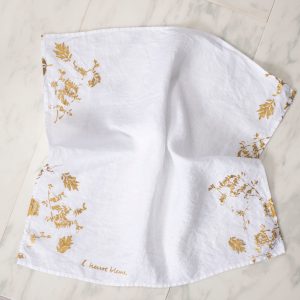 allorashop Hand-Printed White Linen Napkins