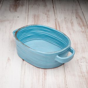 Alternative view of Handmade Ceramic Oval Pie Dish – Blue