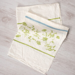 botanical linen tea towel green