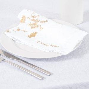 allorashop Hand-Printed White Linen Napkins