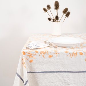 allorashop Hand-Printed Italian Linen Tablecloth