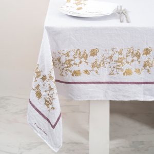 allorashop Hand-Printed Italian Linen Tablecloth