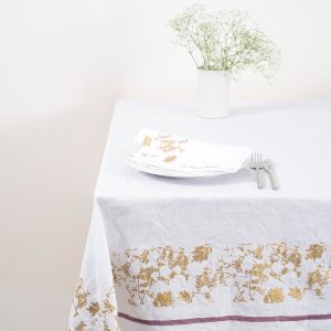 allorashop Hand-Printed Italian Linen Tablecloth