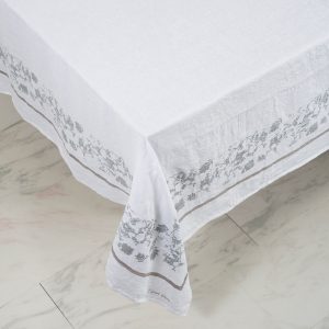 allorashop Hand-Printed Italian Linen Tablecloth
