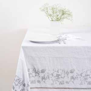 allorashop Hand-Printed Italian Linen Tablecloth