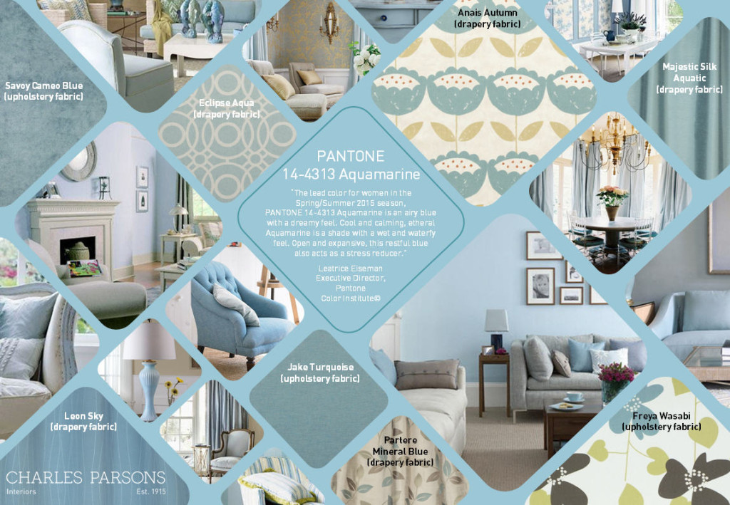 Aquamarine Color Fabric, Wallpaper and Home Decor