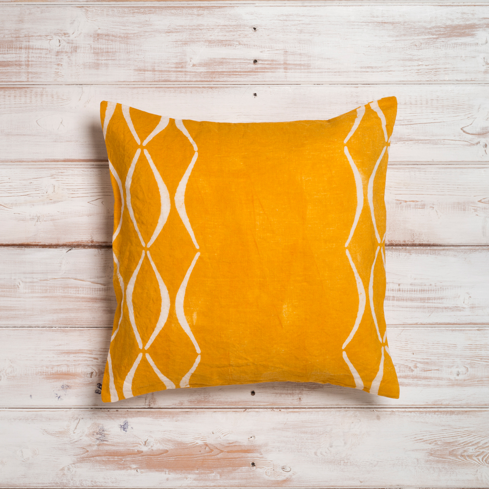 yellow linen cushions