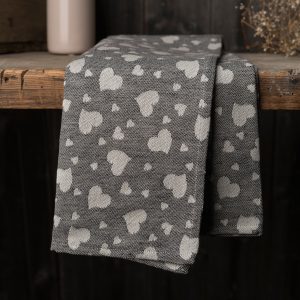 Hand-Stitched Artisanal Black Tea Towels - Heart - AllORA