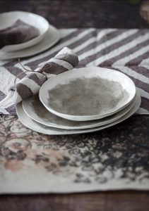 Handpainted linen tableware