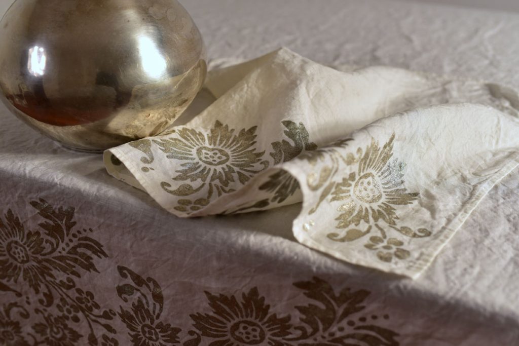 hand printed linen napkin Bertozzi