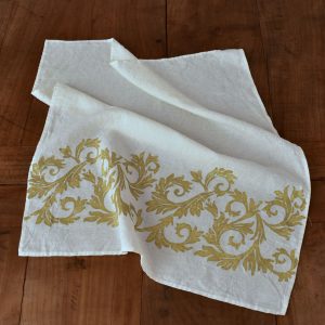 Hand-Printed Artisan Tea Towel Thistles - AllORA