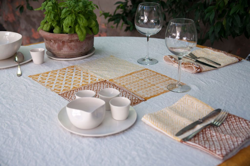 hand printed linen tablecloth Bertozzi