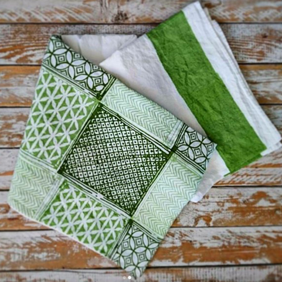 Bertozzi linen tea towel Taormina green