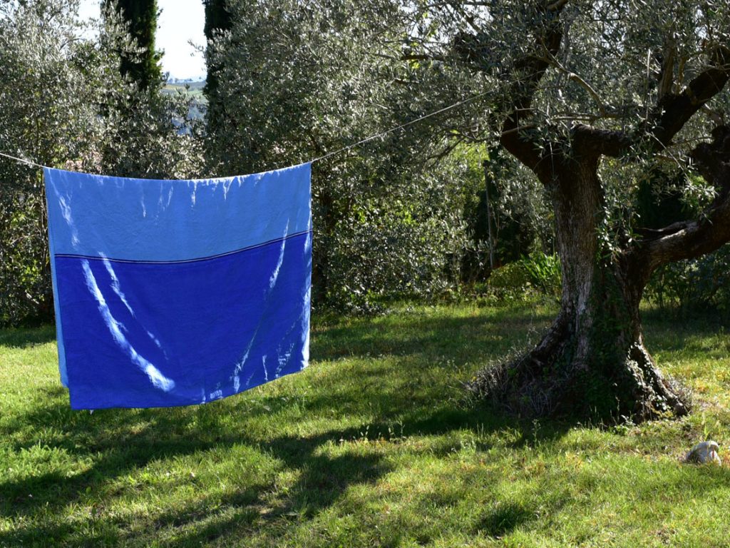 Bertozzi blue linen tablecloth