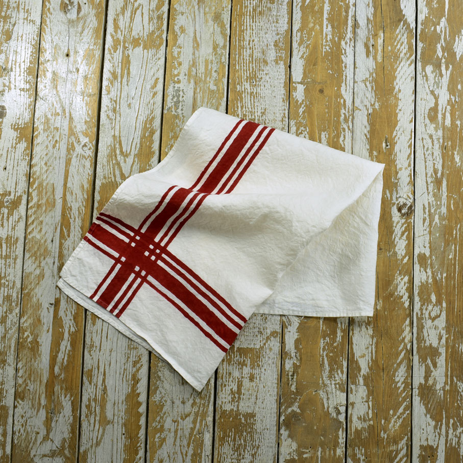 Waverly Beige and Red Stripe Lace Trimmed Tea Towel Small Hand Towel French  Farmhouse Linens 