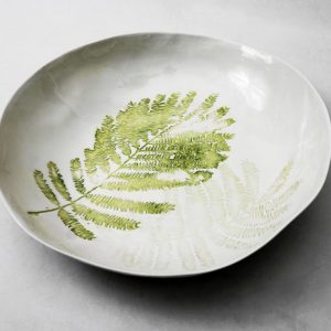 Handmade porcelain bowl tropical fern