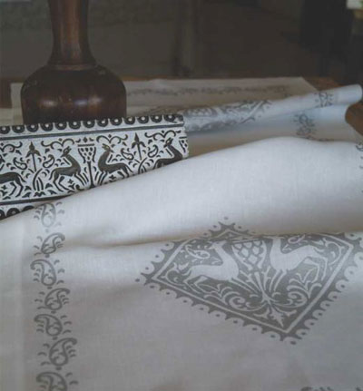 Linen tablecloth Deer Silver Bertozzi