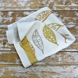 Bertozzi linen tea towels gold leaves