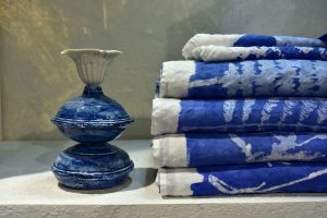 Blue linen tablecloth Bertozzi