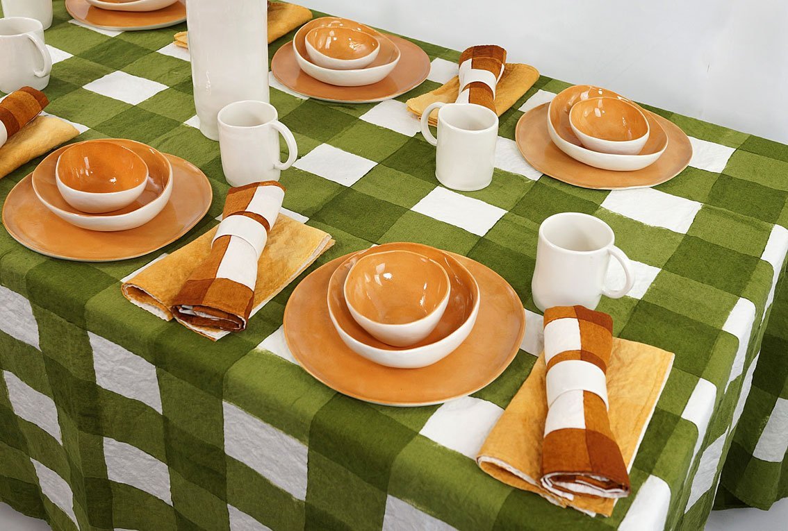 Bertozzi hand painted linen tablecloth