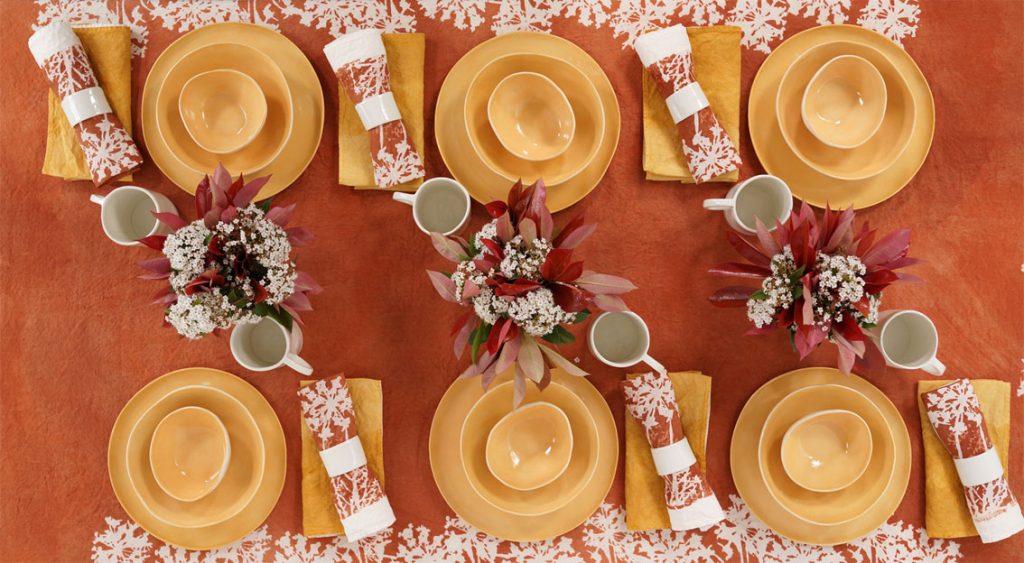 Bertozzi hand painted linen tablecloth