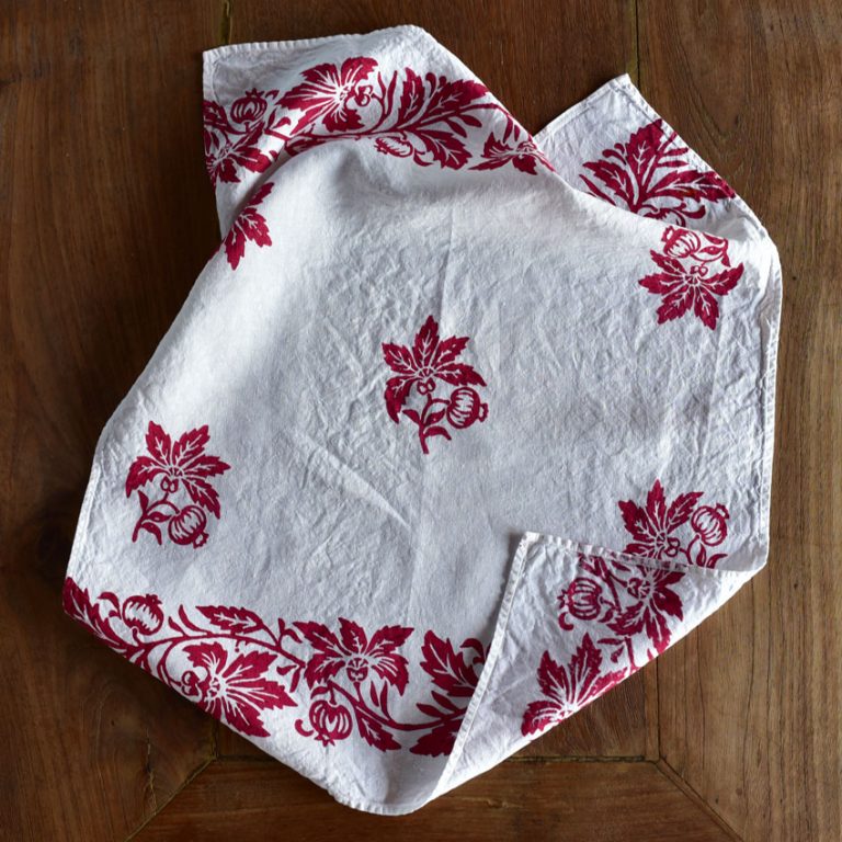 Hand-Printed Artisan Tea Towel Pomegranates - AllORA
