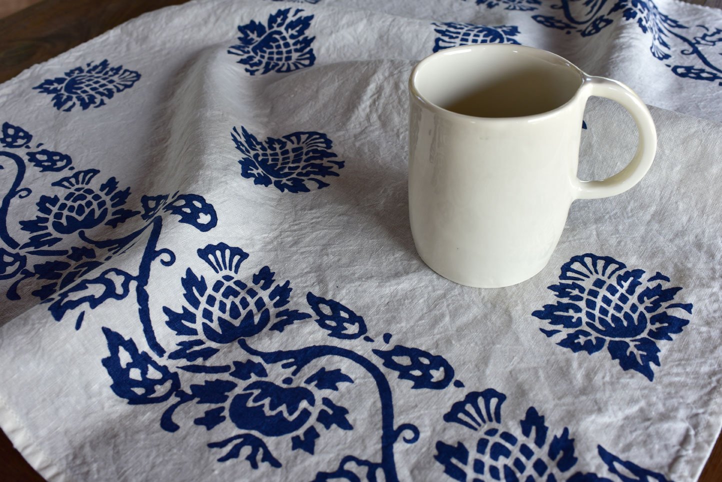 Hand-Printed Artisan Tea Towel Thistles - AllORA