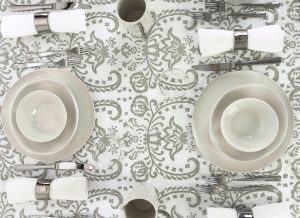 Fine luxury Italian linen Tablecloth Silver