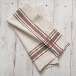 vintage linen tea towels hand-printed in a checked gingham French style