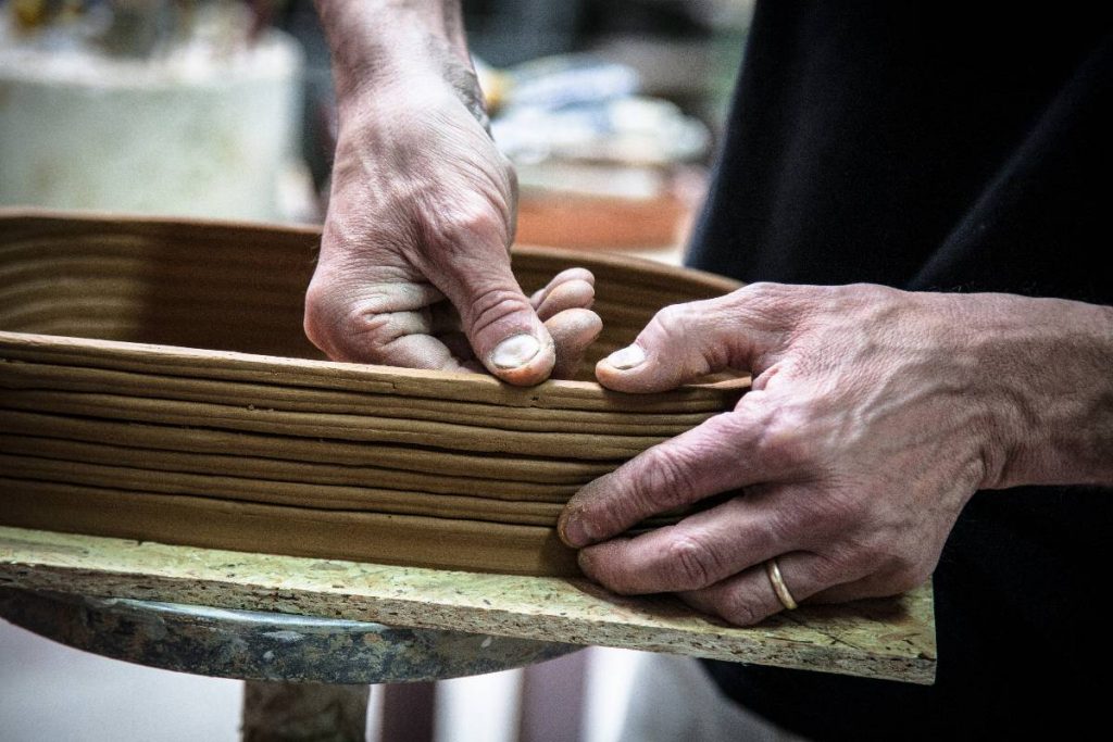 coiling a ceramic cookware pot