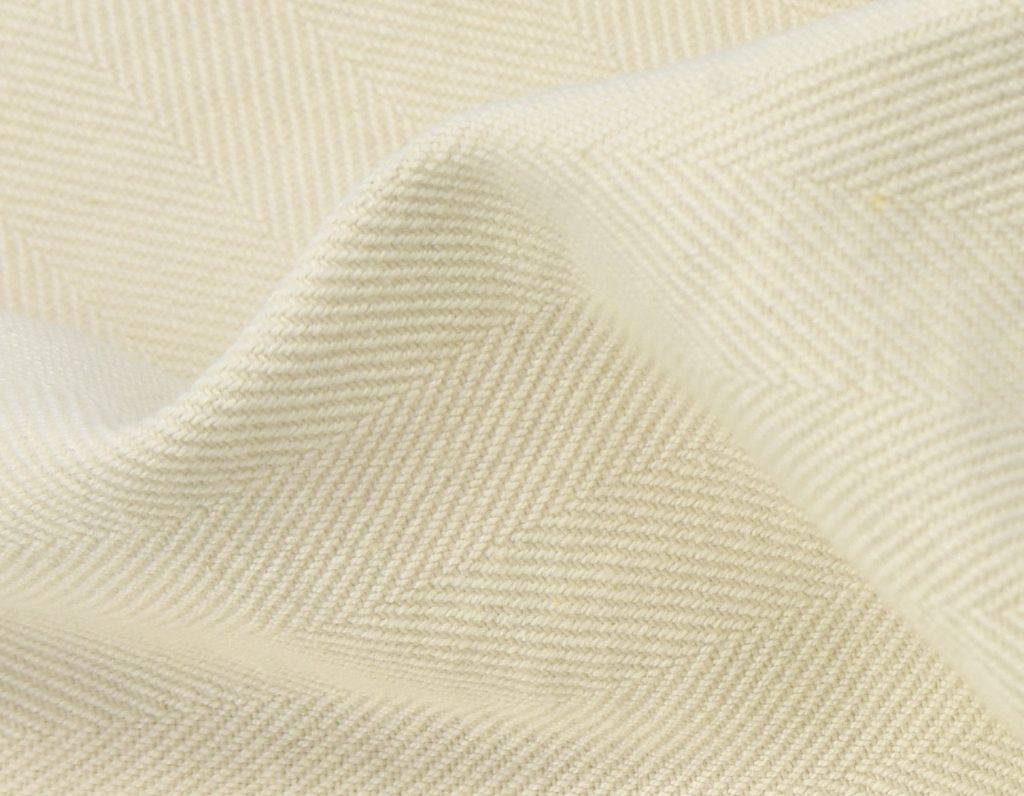 Herringbone blended cotton off white linen