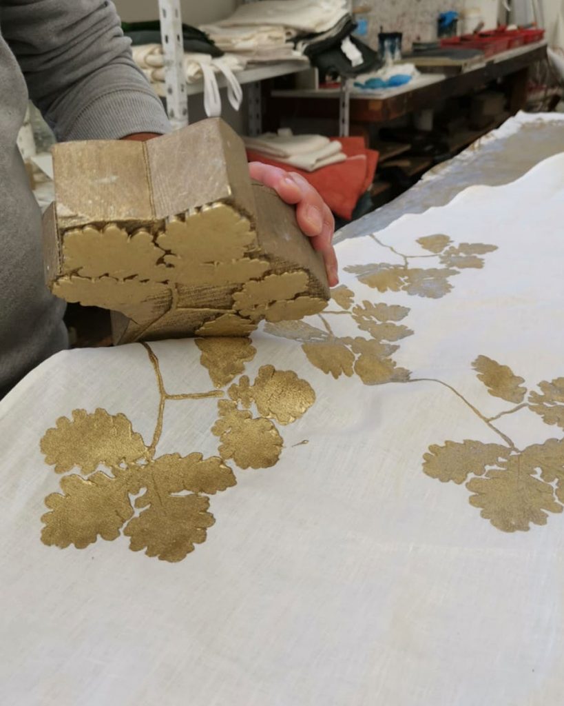 handprinting bespoke linen tablecloth