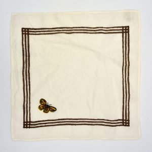 Hand printed butterfly linen napkin