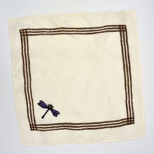 hand-printed Delicate Dragonfly organic linen napkin