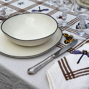 Delicate Dragonfly organic linen napkin on table