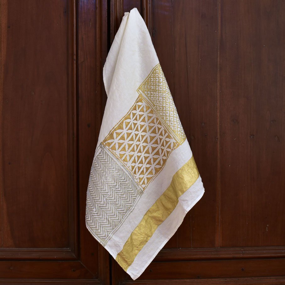 luxury tea towel gold