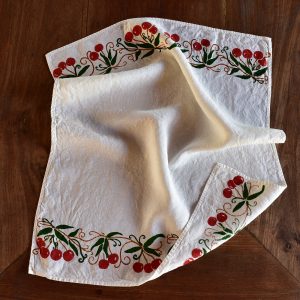 organic linen tea towel cherry