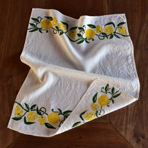 organic linen tea towel lemon
