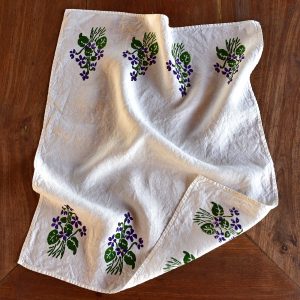 Organic linen tea towel flowers