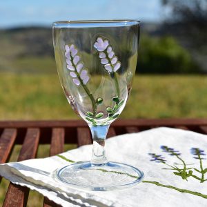 Hand-Blown Murano Glass Goblet - Lavender Flowers