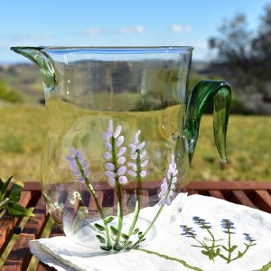Hand-Blown Murano Glass Jug - Lavender Flowers