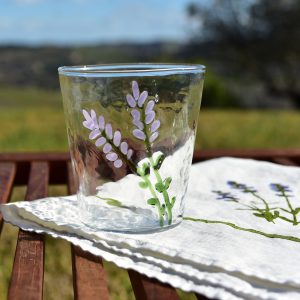 Hand-Blown Murano Glass Tumbler - Lavender Flowers