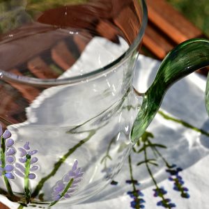 Hand-Blown Recycled Murano Glass Jug - Lavender Flowers