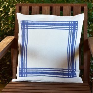 Hand printed linen cushion Gingham