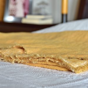 Waffle Throw Hand painted Linen Throw Mustard AllORA